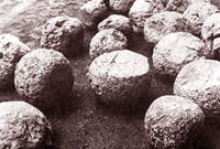 Stones chiselled into spheres as amunition for trebuches Stones chiselled into spheres as amunition for trebuches