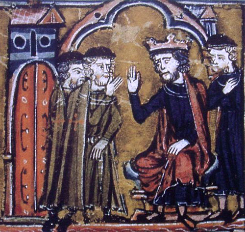 Baldwin II ceeding the Temple of Salomon 
                      to Hugues de Payens