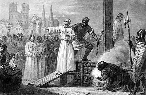 Jacques de Molay, last Grand Master of the Templars, being burned at the stake