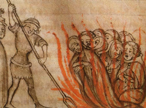 Templars being burned at the stake